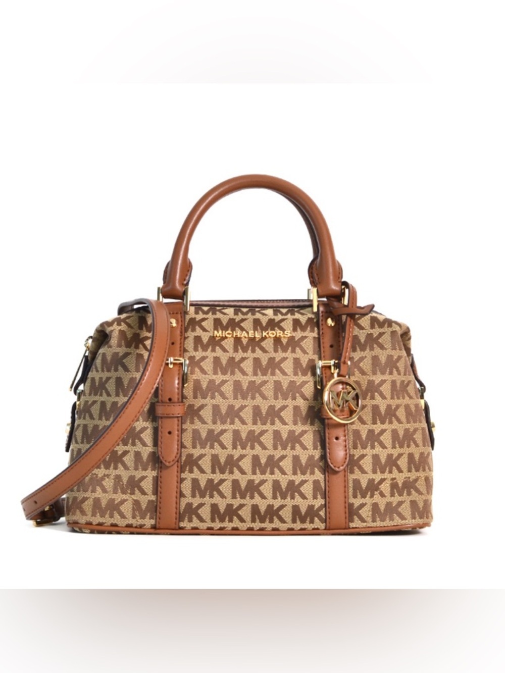 Michael Kors Ginger Small Duffle Style Brown Logo-Print Satchel